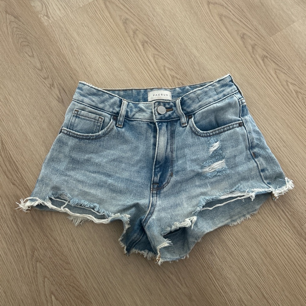 PacSun Distressed Light Blue Jean Shorts